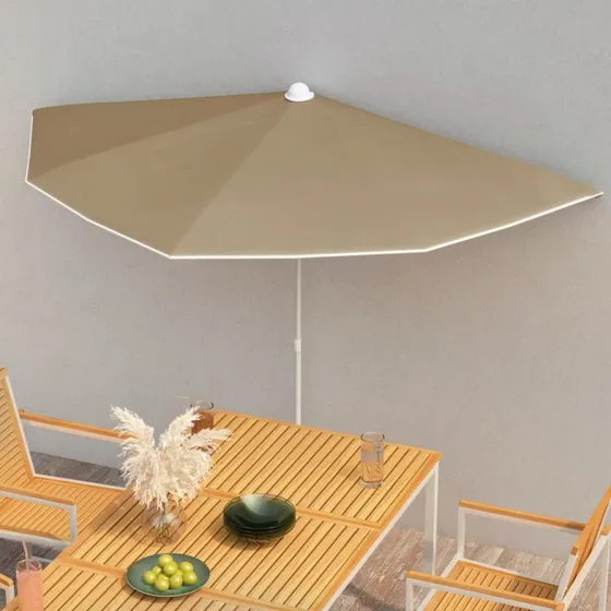 Halvparasol 180x90 cm gråbrun med stang