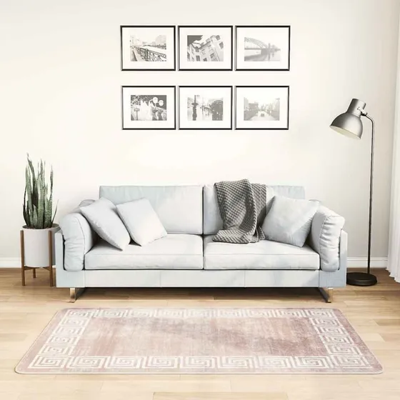 Gulvtæppe 80x150 cm skridsikkert & vaskbart – beige