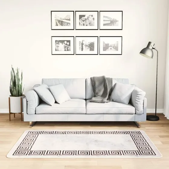 Gulvtæppe 80x150 cm skridsikkert og vaskbart – lys beige