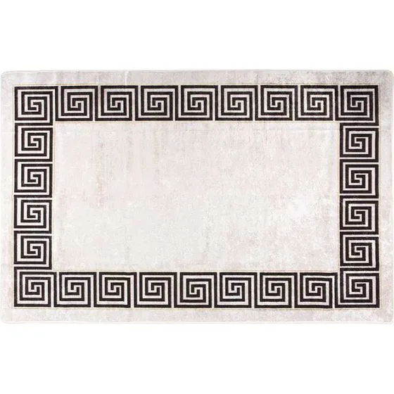 Gulvtæppe 160x230 cm skridsikkert vaskbart lys beige