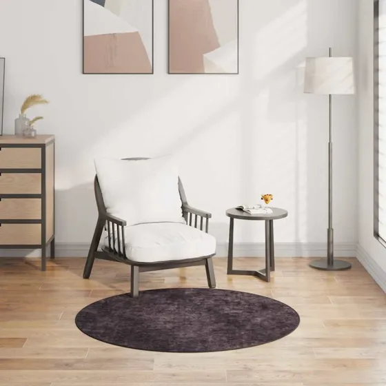 Gulvtæppe φ120 cm – skridsikkert, vaskbart, antracitgrå