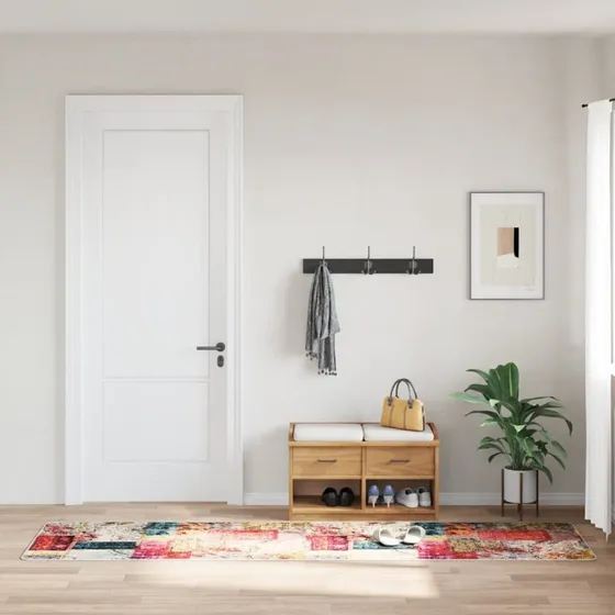 Gulvtæppe 80x300 cm skridsikkert og vaskbart patchwork