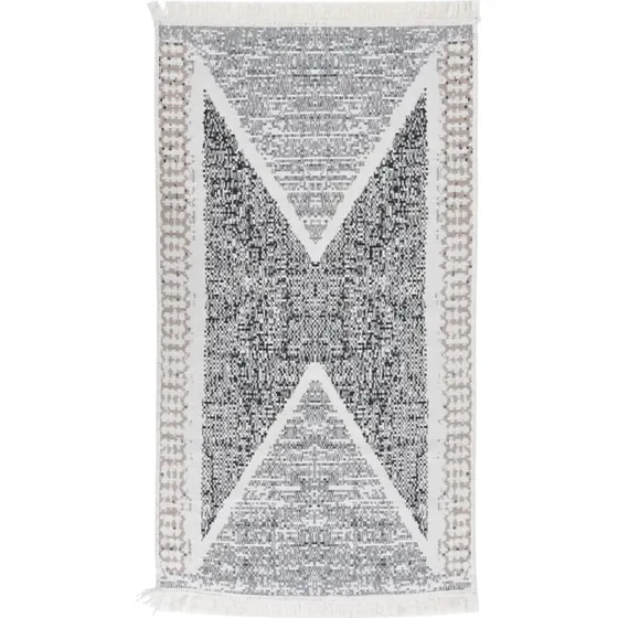 Bomulds-gulvtæppe 120x180 cm – sort/grå, vendbart