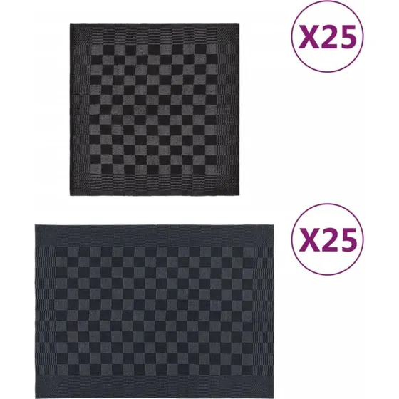 Håndklædesæt 50 stk. 100% bomuld – sort & grå