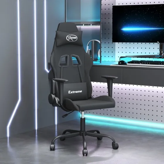 Gamingstol med massagefunktion i stof – sort