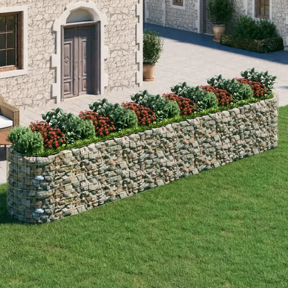 Gabion-højbed 600x100x100 cm – galvaniseret jern