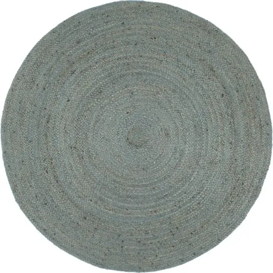 Håndlavet jute-gulvtæppe, rundt 240 cm – olivengrøn