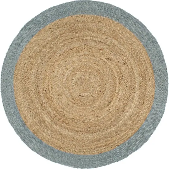 Håndlavet jute-gulvtæppe 210 cm – olivengrøn kant