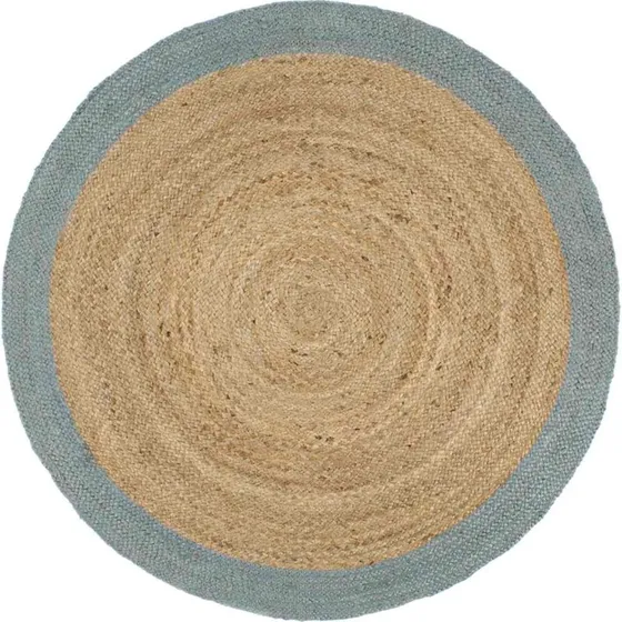 Håndlavet jute tæppe med olivengrøn kant 240 cm