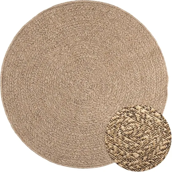 Gulvtæppe ZIZUR 120 cm – jute-look til inde/ude