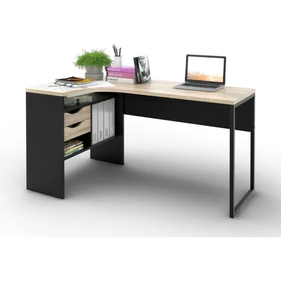 Tvilum Function Plus hjørneskrivebord 145 cm - Hvid/Oxid beton