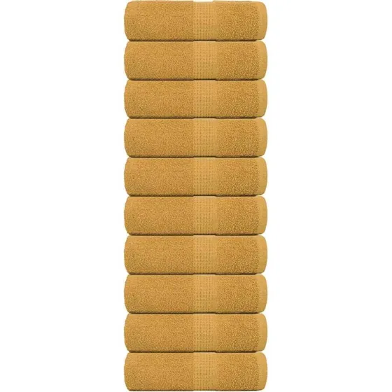 Gæstehåndklæder 10 stk 30x50 cm 360 gsm - Guldfarvet