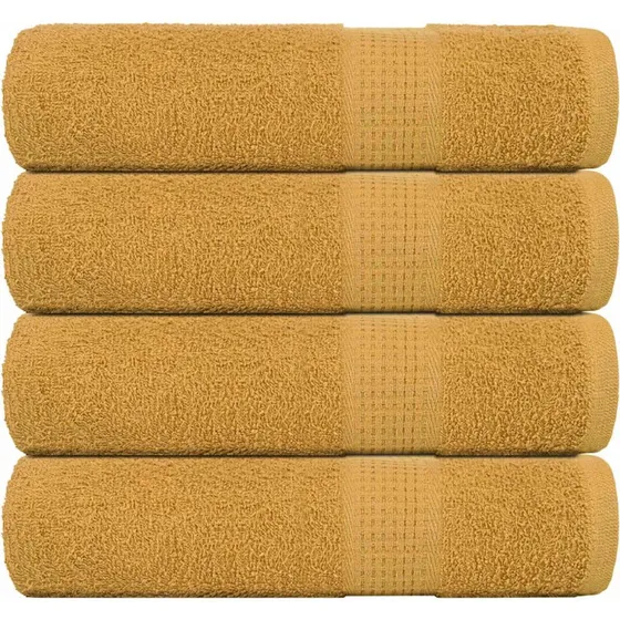 Håndklæder 4 stk 50x100 cm 360 g/m² guldfarvet