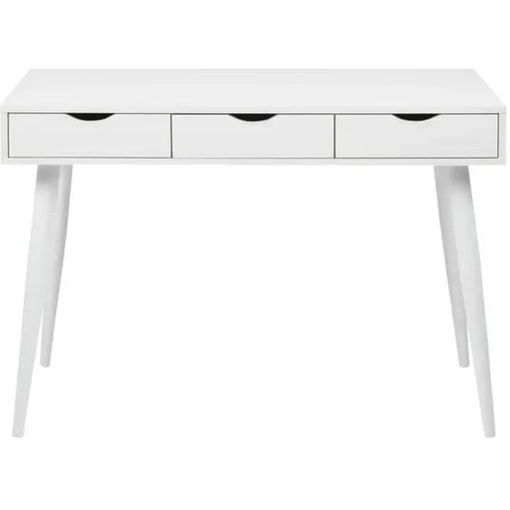 CASA Living Neptun skrivebord - Hvid, 3 skuffer, metalstel