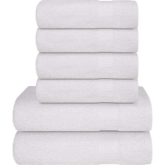 Håndklædesæt 6 dele 360 g/m² 100% bomuld - Hvid