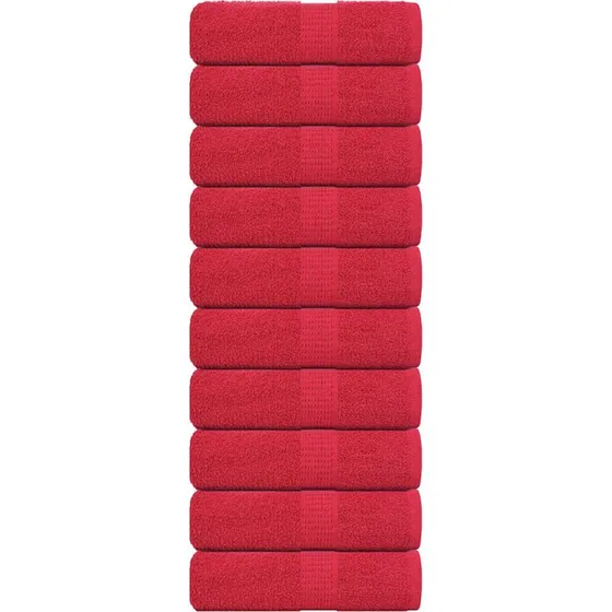 Gæstehåndklæder 10 stk. 30x50 cm 360 g/m² – Rød