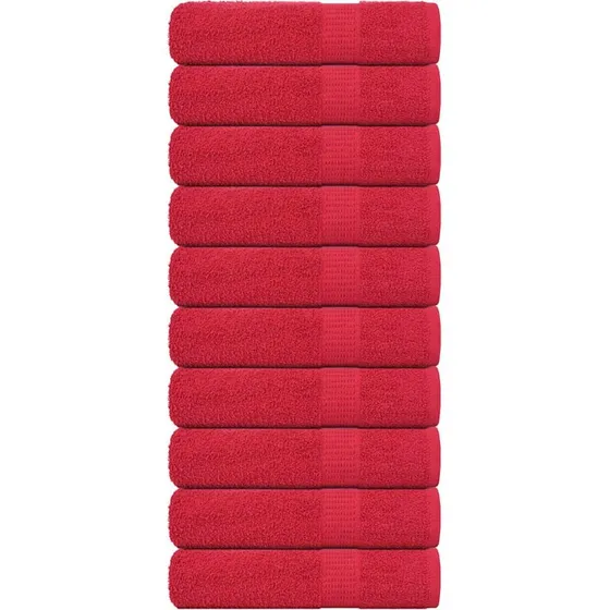 Håndklæder 10 stk. 50x100 cm 360 g/m² - 100% bomuld (rød)