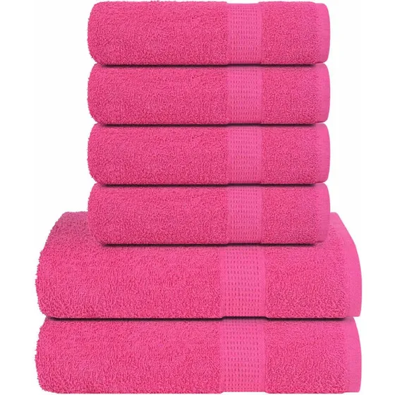 Håndklædesæt 6 dele 360 g/m² - 100% bomuld (lyserød)
