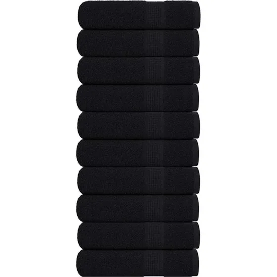 Håndklæder 10 stk. 50x100 cm 360 g/m² – Sort, 100% bomuld