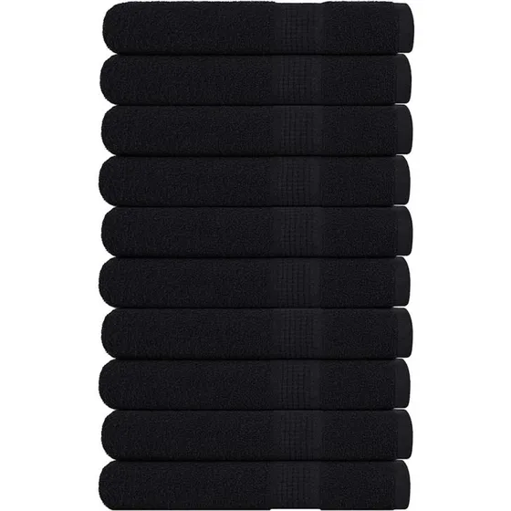 Håndklæder 10 stk. 100x200 cm 360 g/m² - Sort
