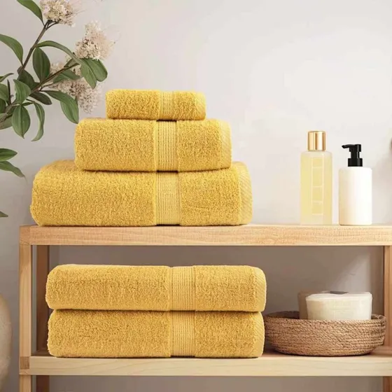 SOLUND Gæstehåndklæde i Guld, blød bomuld (550–600 gsm)