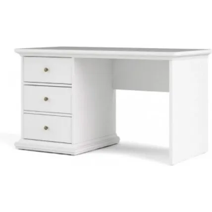 Bordeaux skrivebord med 3 skuffer, hvid
