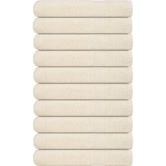 Håndklæder 10 stk 100x200 cm 360 g/m² creme – 100% bomuld