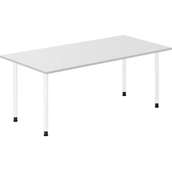 DNA skrivebord 1400x600 mm, hvid laminat, I-ben (650–800 mm)
