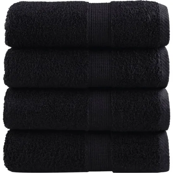 SOLUND gæstehåndklæder 4 stk. 30x50 cm 600 g/m² - sort