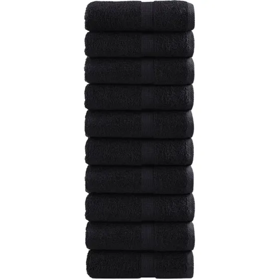 Gæstehåndklæder SOLUND 10 stk Premium 30x50 cm 600 g/m² Sort