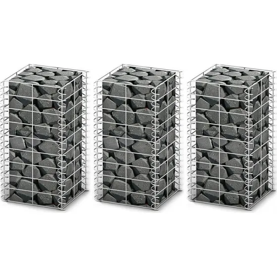 Gabionst 3 stk. galvaniseret stl 252550 cm