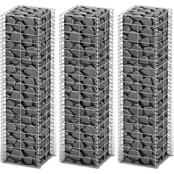 Gabionst 3 stk. galvaniseret 25x25x100 cm