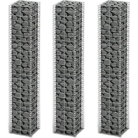 Gabionst 3 stk. galvaniseret stl 25x25x150 cm