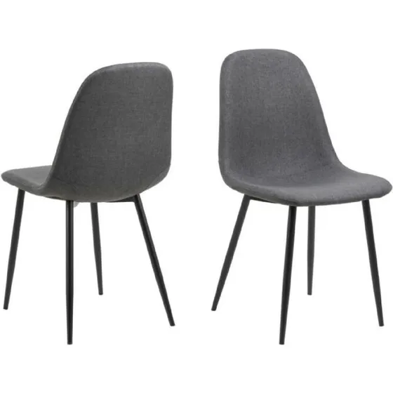 Celia spisebordsstol - mørkegrå Nesia stof, sort stel (44x86x54 cm)