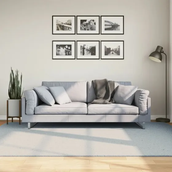 HUARTE gulvtæppe 160x230 cm kort luv blå, vaskbart