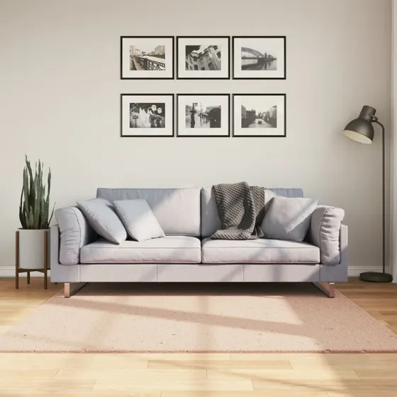 HUARTE gulvtæppe 160x160 cm kort luv - rosa