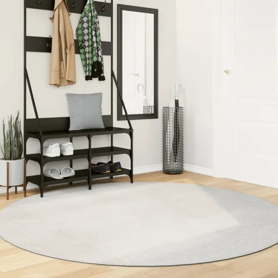 Gulvtæppe IZA Ø200 cm kort luv creme – skandinavisk look