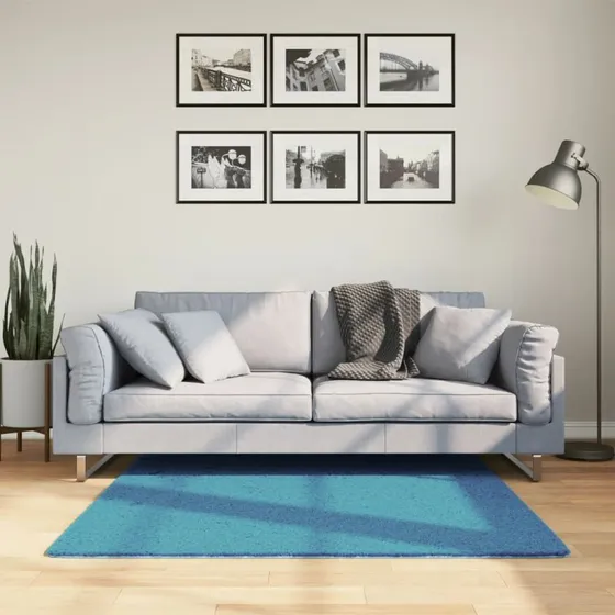 Gulvtæppe OVIEDO 120x120 cm kort luv – turkis
