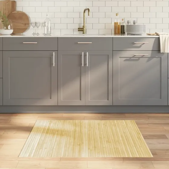 Bambusgulvtppe rektangulrt 80100 cm  lys natur