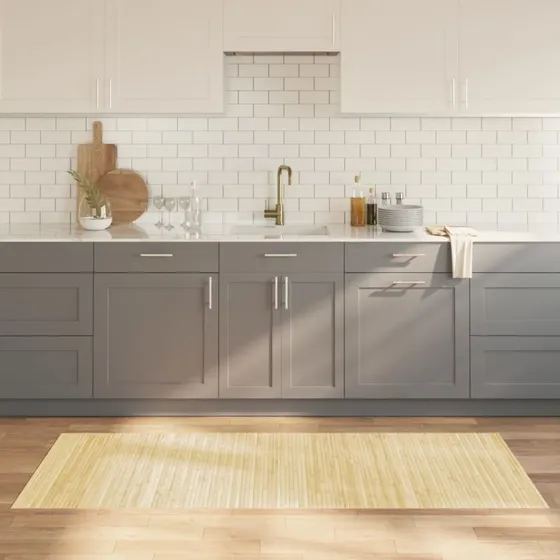 Bambusgulvtæppe 80x200 cm rektangulær — lys natur