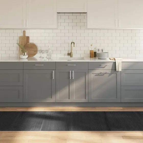 Bambusgulvtæppe 80x500 cm rektangulær – grå