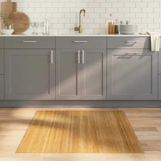 Bambusgulvtæppe 100x100 cm natur