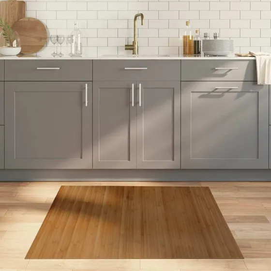 Bambusgulvtæppe 100x100 cm rektangulær – brun