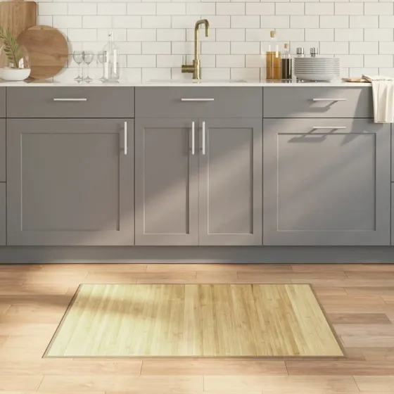 Bambus gulvtæppe 70x100 cm rektangulær - lys natur