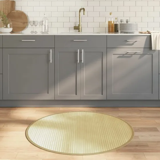 Bambusgulvtæppe 100 cm, lys natur