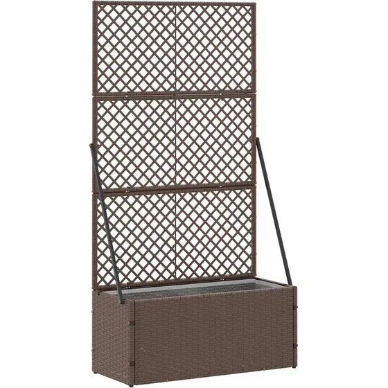 Brun metal plantekasse 70x30x135 cm - moderne udendørs