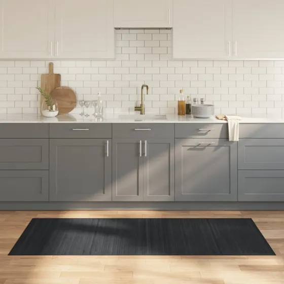 Bambus gulvtæppe 80x200 cm rektangulær - grå