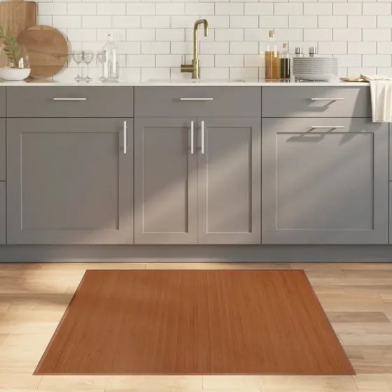 Bambus gulvtæppe 100x100 cm – firkantet, brun