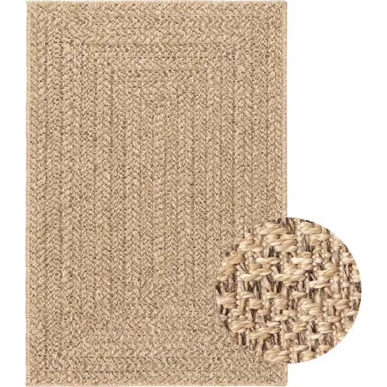 Gulvtæppe ZIZUR 100x200 cm beige – jute-look indendørs/udendørs