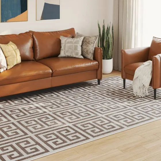 Gulvtæppe 190x300 cm inde/ude skridsikkert kort luv